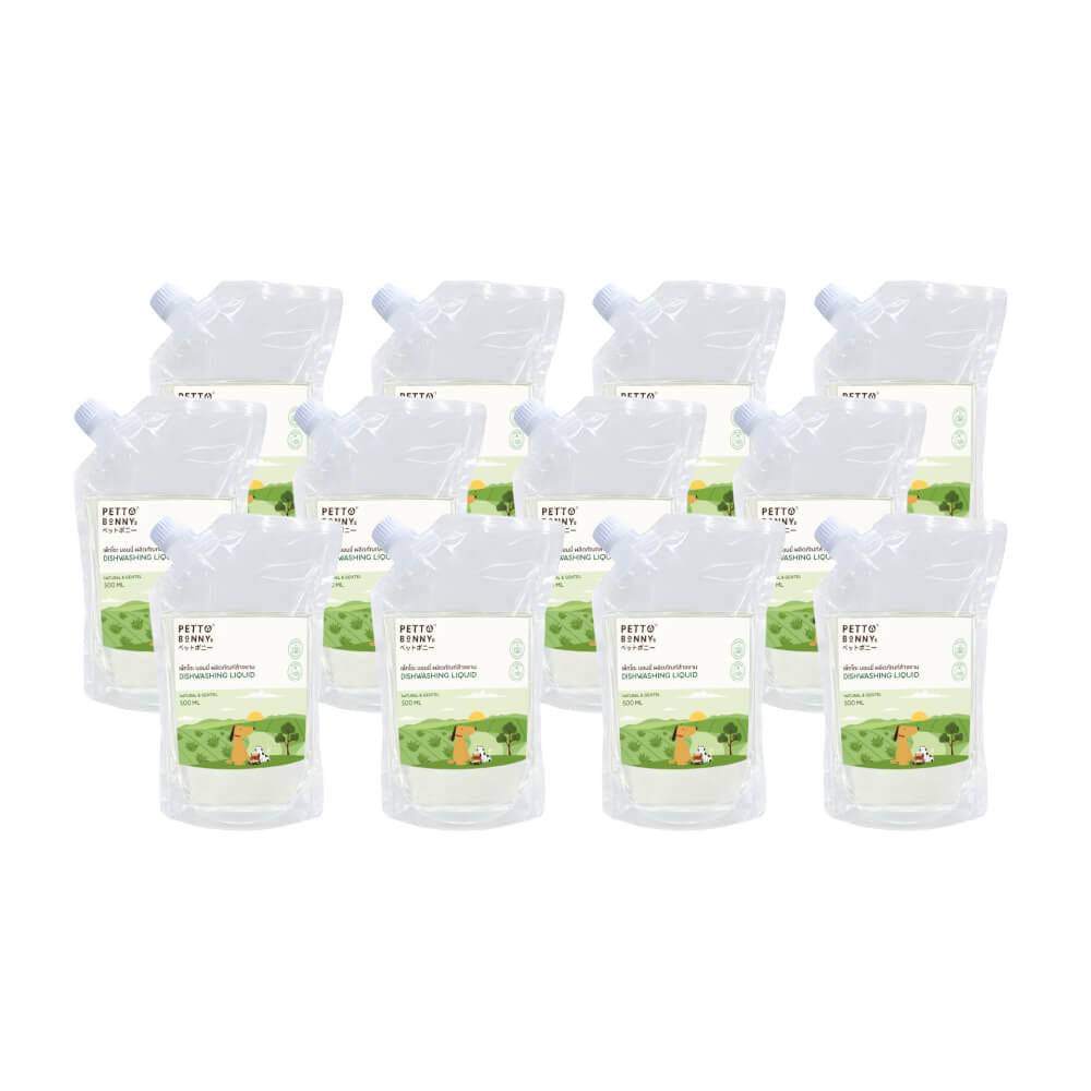 น้ำยาล้างจานสัตว์เลี้ยง PETTO BONNYS สูตรอ่อนโยน 500 มล. ชนิดถุงเติม X12